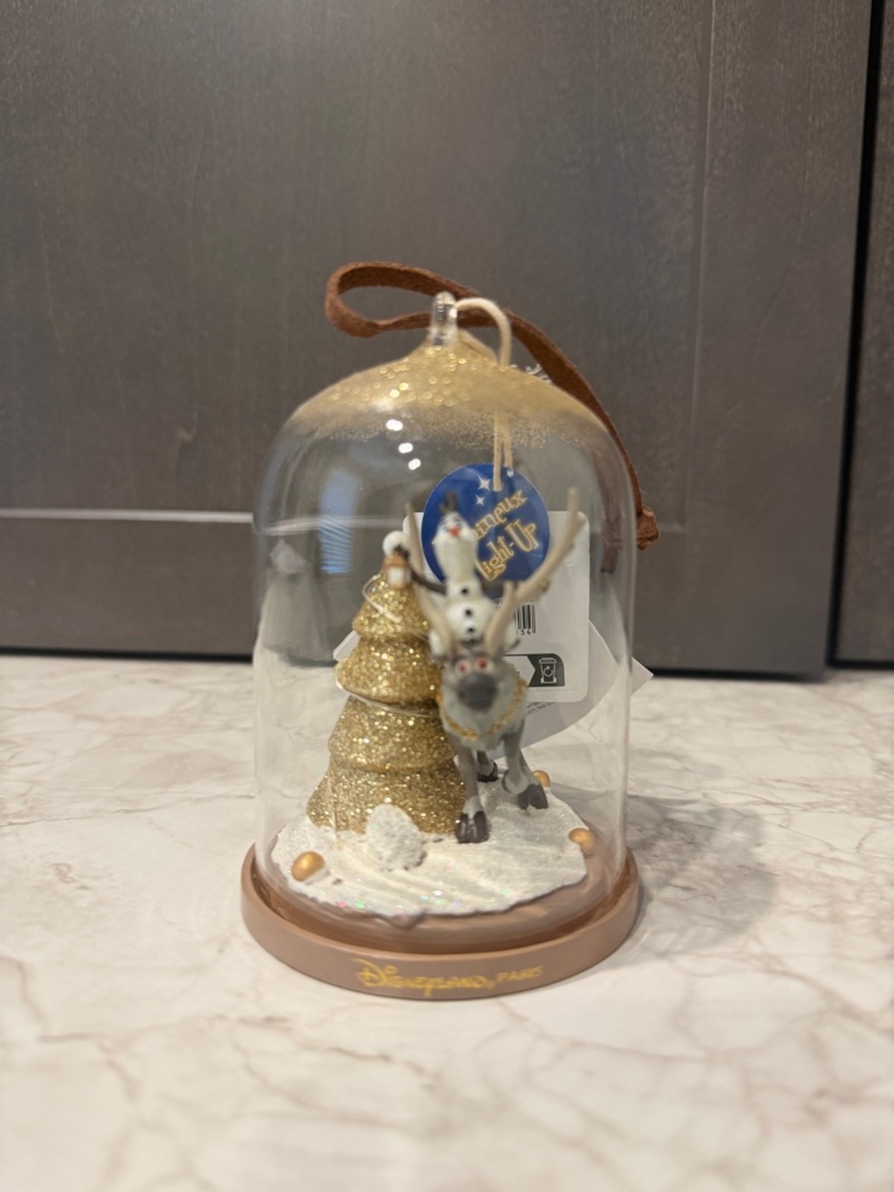 Disneyland Paris Olaf and Sven Dome light up Glitter Ornament